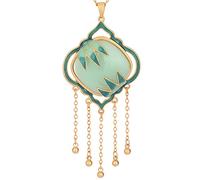 UILENAWEB Feng Shui Wealth Bamboo Leaf Jade Pendant Necklace For Women, Chinese Gold Gemstone Amulet Long Chain, 1pcs
