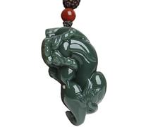 UILENAWEB Natural Hetian Jade Pixiu Pendant Necklace, Handcrafted Feng Shui Talisman For Prosperity Money Luck, Unisex Gemstone 1 Pcs