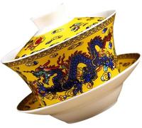 UILENAWEB Porcelain Teacup,Chinese Tea Bowl, Retro Gaiwan Cup Handmade Kungfu Ceramic Sancai Traditional Teaware