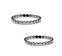 Uilita 2PCS Hematite Bracelet For Men Reignites Masculine Energy,Natural Hematite Stone Beaded Stretch Healing Bracelets Reclaim Your Edge & Confidence(Natural)