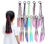UILYNIU 10 Pieces Hair Extensions for Braiding Kids Rainbow Ponytail Extensions With Tie Clip Hair Extension Coloured Colorful Hair Decor Children Performance Birthday Party (10 pcs)