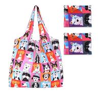 UILYNIU 2 Pack Dog Print Foldable Reusable Shopping Bag for Women Girls, Teacher Bag Shoulder Bag, Grocery Bags Shopper Bag, Washable Tote Bags Handbag for Daily