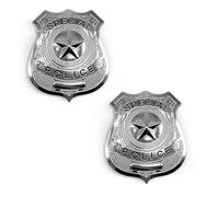 UILYNIU 2 Pack Silver Fake Police Swat Badge for Adult Kids, Policeman Metal Badge Police Officer Badge, Cop Badge Police Toys, Police Costume Accessories for Cosplay Party Festival (Silver)