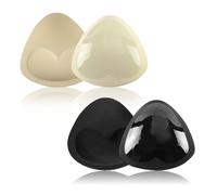 UILYNIU 2 Pairs Bra Pads, Self Adhesive Bra Pad, Removable Push Up Sports Bra, Push Up Bra Inserts Pads, Women's Triangle Bra Pads, Enhancer Breast Pad for Bikini Top Swimsuit (Black, Beige)
