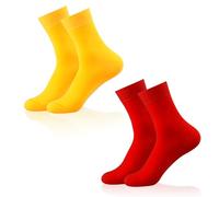 UILYNIU 2 Pairs Men’s Cotton Dress Socks in Plain, Bright and Colourful Crew Socks for Men, Mens Cuff Socks for Everyday Wear 60s 70s 80s Theme Party Costume Fancy Dress Xmas Halloween