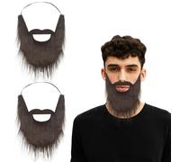 UILYNIU 2 PCS Fake Beards with Adjustable Elastic Rope,Santa Claus beard,Party Beard,Fake Beard Brown For Halloween Christmas Parties Fancy Dress Up Accessory Outfit Cosplay Supplies (brown)