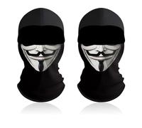 UILYNIU 2-Piece Classic Lightweight Balaclava Skimask Headwrap Face Mask - Windproof Motorcycle Mask, Breathable Hood - Full Face Bike Skateboard Ski Cosplay Costume (UK, Alpha, M, L)