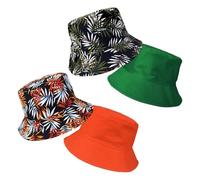 UILYNIU 2 Pieces Bucket Hats for Men Women Palm Leaf Bucket Hat, Ladies Reversible Retro Beach Travel Fisherman Hat, Double-Side-Wear Print Disco Hip Hop Hats for Summer Party (UK, Alpha, L, 2PCS)