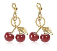 UILYNIU 2 Pieces Cherry Car Keychain for Women, Cherry Bags Charm, Cute Keychain, Bag Charms for Womens Handbags, Stylish Cherry Keychain, for Girls, Women, Purse, Handbags (Cherry)