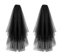 UILYNIU 2 Pieces Corpse Bride Black Veil Costume Halloween Accessory Widow Dress Up Hats Bachelorette Party Wedding Veil With Comb (Black)
