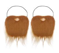 UILYNIU 2 Pieces Fake Beard Brown with Adjustable Elastic Rope Halloween Beard Suitable Funny Beard Facial Mustache Prop Christmas Fancy Dress Up Costume Hair Accessory Outfit Novelty Joke (2 pcs)