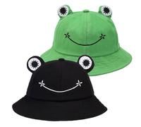 UILYNIU 2 Pieces Frog Bucket Hat for Men Women Cotton Sun Hat Cute Frog Hat Outdoor Foldable Wide Brim Fisherman Hat Hip hop Party Travel Fisherman Sun Hat Cotton (UK, Alpha, M, L, 2 pcs)