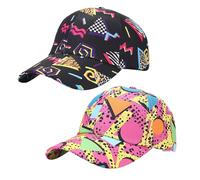 UILYNIU 2 Pieces Funny Disco Baseball Caps Fashion Beach Sun Cap Print Retro 80s Baseball Cap for Women Men, Ladies Outdoor Casual Sports Caps for Hip Hop Party Summer Travel (UK, Alpha, L, 2PCS)