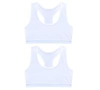 UILYNIU 2 Pieces Girls Bra Crop Tops for Girls Underwear Sports Training Bra Cotton Girls Sports Bra Underwear Non Padded Training Bra 8-14 Years (UK, Age, 8 Years, 14 Years, Regular, White)
