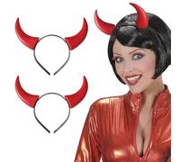 UILYNIU 2 Pieces Halloween Horn Hairhoop Black Horns Headband, Red Devil Horns Headband Devil Ears Hair Hoop, Devil Costume Headwear For Kids Adults Devil Fancy Dress Cosplay Party Favor (2PCS)