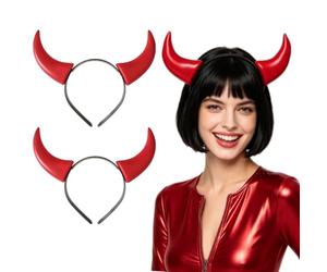 UILYNIU 2 Pieces Halloween Horn Hairhoop Horns Headband, Red Devil Horns Headband Devil Ears Hair Hoop, Devil Costume Headwear For Kids Adults Devil Fancy Dress Cosplay Party Favor