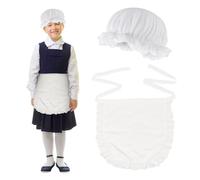 UILYNIU 2 Pieces Maid Costume Accessories for Kids, White Maid Cap and Retro Half Waist Maid Apron, Girls World Book Day Kitchen Party Favors Fancy Dress Set for Halloween Christmas Cosplay