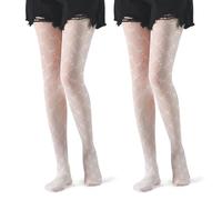 UILYNIU 2 Pieces Women's Patterned Fishnet Fashion Tights Love Heart Valentine's Pattern White Women Patterned Tights Love Heart (UK, Alpha, M, L, Regular, Regular, White)