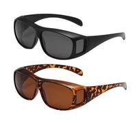 UILYNIU 2 Pieces Wrap Around Sunglasses for Men Women, Fashion Sun Glasses Outdoor Sport Sunglasses Anti-Glare UV400 Protection Eyewear Fit Over Glasses Sun Shades for Driving/Fishing/Golf (2PCS)