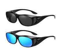UILYNIU 2 Pieces Wrap Around Sunglasses for Men Women, Sun Glasses Outdoor Sport Sunglasses Anti-Glare UV400 Protection Fashion Eyewear Fit Over Glasses Sun Shades for Driving Fishing Golf (2PCS)