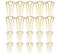 UILYNIU 20 Pcs Hair Side Combs Hair Combs Slides, 4 Teeth Hair Combs, Metal Hair Pins, U Shaped Hair Fork Clip, Hair Twist Pins, Fashion Style Hairpin, Updo Accessory for Girls Woman Hair (Gold)