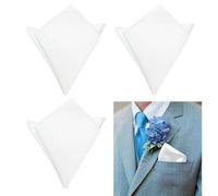 UILYNIU 3 Pack Pocket Square Satin Handkerchief for Men, Mens White Hankies square, Soft Gents Suit Pocket Hanks, Practical Accessory for Wedding Party Prom Celebration Formal Wear (White)