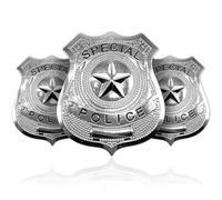 UILYNIU 3 Pack Silver Fake Police Swat Badge for Adult Kids, Policeman Metal Badge Police Officer Badge, Cop Badge Police Toys, Police Costume Accessories for Cosplay Party Festival (Silver)