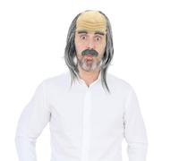 UILYNIU 3 Pcs Grey Grandpa Wig Set with Beard & Eyebrows, Bald Old Man Wig for Men, Vintage Professor Costume Accessory for Halloween Carnival Cosplay Fancy Dress Party (Grey)