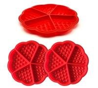 UILYNIU 3 Pcs Silicon Waffle Moulds, Baking Moulds for Muffin, 5 Cavity Pancake Muffin Mold, Non-Stick Mini Heart Muffin Mould, Waffle Muffin Cake Moulds for Baking Bread Brownie Cheesecake (Red)