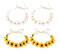 UILYNIU 4 Pack Sunflower Headband for Women Girls, Daisy Flower Headband Crown, Boho Floral Hair Wreath Headpieces, Bridal Headpiece Festivals Hair Band Accessories for Party Beach Hippie