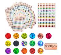 UILYNIU 50 Sheets Shiny Circle Dot Stickers - 8800 Pieces Sparkle Color Coding Labels in 16 Colors - Small Round Dot Stickers (50 Sheets)