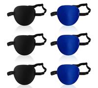 UILYNIU 6 Pack Eye Patch, Adjustable Eye Patches, Pirate Eye Patch, Eye Shield 3D Groove Design for Left or Right Eyes, Adults and Kids Lazy Eye Amblyopia Strabismus (Black, Blue)