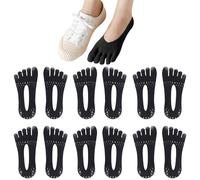 UILYNIU 6 Pairs No-Show Liner Socks for Women, Five-Finger Toe Separator Socks for Bunion Relief (UK, M, L, Black)
