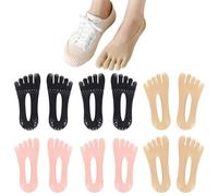 UILYNIU 6 Pairs Women's Toe Socks - Five Toe Liner Low Cut, Compression, Non-Slip Orthopedic, Invisible Separator Socks for Bunion Relief (Cotton, L)