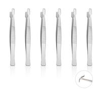 UILYNIU 6 Pcs Stamp Tweezers, Portable Tweezers, Stamps Collector Tools, Stainless Steel Tweezers, Stamp Tongs, Universal Tweezers, Tweezers for Stamps, Documents, Photo Development (Silver)