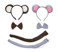 UILYNIU 6 Pieces Animal Costume Set Monkey Fancy Costume Accessories, Mouse Ears Headband, Animal Cosplay Ears Headband Tail Animal Dress Up for Kids World Book Day Halloween Party Supplies (6PCS)