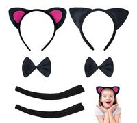 UILYNIU 6 Pieces Cat Costume Set Included Cat Ears Headband Cat Paw Bowtie Tail Animal Costume for Fancy Dress Up Cat Cosplay Costume Halloween Accessories Birthday Party Stage Show (Black)