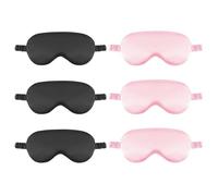 UILYNIU 6 Pieces Sleep Mask, Silk Sleep Mask with Adjustable Strap, Blackout Eye Mask, Soft Eye Mask for Sleeping, Silk Sleeping Eye Masks for Women Men Children, for Night,Travel,Nap (Black Pink)