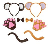 UILYNIU 8 Pieces Monkey Fancy Costume Accessories, Animal Costume Set, Monkey Headband Bowtie Tail Gloves, Fancy Dress Up Set, for Kids Halloween Christmas Animal Cosplay Party (2 color)