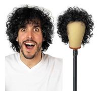 UILYNIU Black Curly Wig for Men Women, Men’s Brown Hair Wig Fancy Dress Accessory, Mens Afro Wig, 60s 70s 80s Party Wigs for Men, Disco Wig Pop Hippy Wigs for Men, Rock Wigs for Men Costume (Black)