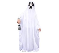 UILYNIU Child Cape Ghost Costume Child White Ghost Cape Spooky Ghastly Ghost Halloween Scary Fancy Dress Wizard Cloak Cloaks Children Boy Girl Cosplay Party Robe Trick or Treat (White)