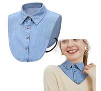 UILYNIU Denim Fake Collar, Women's Half False Shirt Collar Detachable Dickey Tops Ladies Half Shirt Blouse for Collarless Clothes (UK, Alpha, M, L, Regular, Regular, Blue)