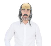 UILYNIU Gray Grandpa Wig With Beard, Eyebrows - Old Man, Crazy Professor Costume - Bald Men's Fancy Dress Wig for Halloween, Carnival, Cosplay Party