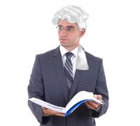 UILYNIU Judge Costume Wig - George Washington Colonial Politician Synthetic Wavy Wig for Halloween Fancy Dress Cosplay Role Play (White)