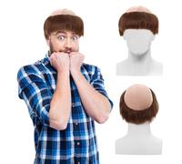 UILYNIU Latex Bald Cap and Wig - Grandpa Baldy Man Short Hair Monk Style for Party, Halloween, Cosplay, Scientist - Skull Head Cap (Brown)