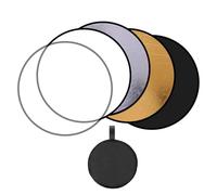UILYNIU Light Diffuser 60cm Portable 5-in-1 Collapsible Light Reflector Studio Photography Multi Round Disc Light Reflector Translucent Silver Gold White Black Round Sun Reflector (Black)