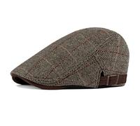UILYNIU Mens Tweed Flat Cap Driving Hat Newsboy Cap, Lined Checked Flat Cap Adjustable Fashion Newsboy Irish Beret Caps, Hunting Cabbie Hat Fits All Vintage Style Baker Boy Cloth Hats One Size (Brown)