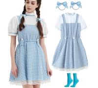 UIMLK Halloween Costumes for Women Blue Gingham Book Storybook Character Outfits, Blue, Large
