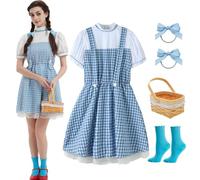 UIMLK Women Book Storybook Wizard of oz Dorothy Adults Character Halloween Costumes Outfits, Blue, Large