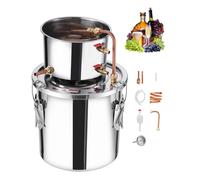 VEVOR STDB-10L 3 Gal / 11.4 L Stainless Steel Water Alcohol Distiller with Copper Coil, Home Brewing Refining Fermentation Kit with Thermometer, for Wine Whisky Brandy, Silver, SUS201